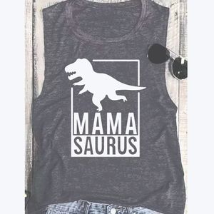 Mama Saurus tee T-Rex in heather grey